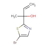 Chemical structure of 2-(5-bromo-1,3-thiazol-2-yl)but-3-en-2-ol - CSSB21246280151