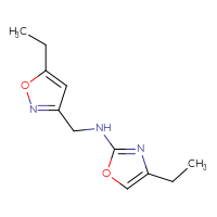 Chemical structure of 4-ethyl-N-[(5-ethyl-1,2-oxazol-3-yl)methyl]-1,3-oxazol-2-amine - CSSB15030189551