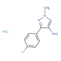 Chemical structure of 3-(4-fluorophenyl)-1-methyl-1H-pyrazol-4-amine hydrochloride - CSSB03496583992