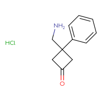 Chemical structure of 3-(aminomethyl)-3-phenylcyclobutan-1-one hydrochloride - CSSB00000757174