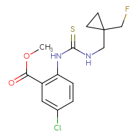 Chemical structure of methyl 5-chloro-2-[({[1-(fluoromethyl)cyclopropyl]methyl}carbamothioyl)amino]benzoate - CSSB21432500326