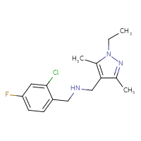 Chemical structure of [(2-chloro-4-fluorophenyl)methyl][(1-ethyl-3,5-dimethyl-1H-pyrazol-4-yl)methyl]amine - CSSB02037040973