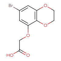 Chemical structure of 2-[(7-bromo-2,3-dihydro-1,4-benzodioxin-5-yl)oxy]acetic acid - CSSB06729140918