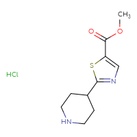 Chemical structure of methyl 2-(piperidin-4-yl)-1,3-thiazole-5-carboxylate hydrochloride - CSSB00025775408