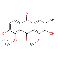 Chemical structure of 2-hydroxy-1,7,8-trimethoxy-3-methyl-9,10-dihydroanthracene-9,10-dione - CSSB14929136734