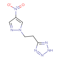 Chemical structure of 5-[2-(4-nitro-1H-pyrazol-1-yl)ethyl]-2H-1,2,3,4-tetrazole - CSSB00000022505