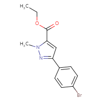 Chemical structure of ethyl 3-(4-bromophenyl)-1-methyl-1H-pyrazole-5-carboxylate - CSSB00020681460
