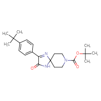Chemical structure of tert-butyl 2-(4-tert-butylphenyl)-3-oxo-1,4,8-triazaspiro[4.5]dec-1-ene-8-carboxylate - CSSB00020622712