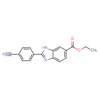 Chemical structure of ethyl 2-(4-cyanophenyl)-1H-1,3-benzodiazole-6-carboxylate - CSSB01411567760