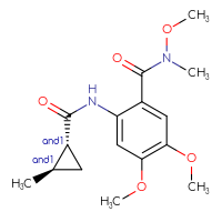 Chemical structure of rac-N,4,5-trimethoxy-N-methyl-2-[(1R,2R)-2-methylcyclopropaneamido]benzamide - CSSB21291563857