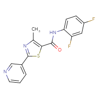 Chemical structure of N-(2,4-difluorophenyl)-4-methyl-2-(pyridin-3-yl)-1,3-thiazole-5-carboxamide - CSSB00138420338