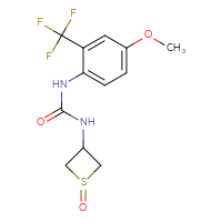 Chemical structure of 1-[4-methoxy-2-(trifluoromethyl)phenyl]-3-(1-oxo-1λ⁴-thietan-3-yl)urea - CSSB09166176987