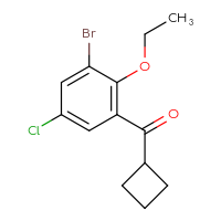 Chemical structure of (3-bromo-5-chloro-2-ethoxyphenyl)(cyclobutyl)methanone - CSSB20878374044