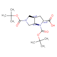 Chemical structure of rac-(2R,3aR,6aR)-1,5-bis[(tert-butoxy)carbonyl]-octahydropyrrolo[3,4-b]pyrrole-2-carboxylic acid - CSSB20620684033