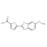 Chemical structure of 5-(6-methoxy-1,3-benzothiazol-2-yl)thiophene-2-carboxylic acid - CSSB02533755234