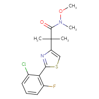 Chemical structure of 2-[2-(2-chloro-6-fluorophenyl)-1,3-thiazol-4-yl]-N-methoxy-N,2-dimethylpropanamide - CSSB02119907599