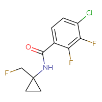 Chemical structure of 4-chloro-2,3-difluoro-N-[1-(fluoromethyl)cyclopropyl]benzamide - CSSB07130185200