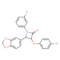 Chemical structure of 4-(2H-1,3-benzodioxol-5-yl)-3-(4-chlorophenoxy)-1-(3-chlorophenyl)azetidin-2-one - CSSB00121730186