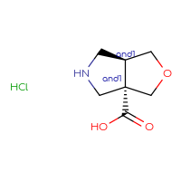 Chemical structure of rac-(3aR,6aR)-hexahydro-1H-furo[3,4-c]pyrrole-3a-carboxylic acid hydrochloride - CSSB21291562784