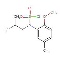 Chemical structure of N-(2-methoxy-5-methylphenyl)-N-(2-methylpropyl)sulfamoyl chloride - CSSB06285417879