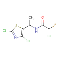 Chemical structure of 2-chloro-N-[1-(2,4-dichloro-1,3-thiazol-5-yl)ethyl]-2-fluoroacetamide - CSSB21332169529
