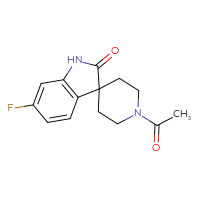 Chemical structure of 1'-acetyl-6-fluoro-1,2-dihydrospiro[indole-3,4'-piperidin]-2-one - CSSB21291565683