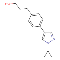 Chemical structure of 3-[4-(1-cyclopropyl-1H-pyrazol-4-yl)phenyl]propan-1-ol - CSSB06284429992