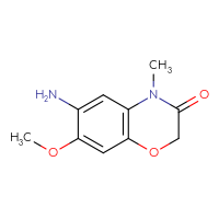 Chemical structure of 6-amino-7-methoxy-4-methyl-3,4-dihydro-2H-1,4-benzoxazin-3-one - CSSB00010584781