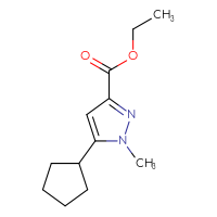 Chemical structure of ethyl 5-cyclopentyl-1-methyl-1H-pyrazole-3-carboxylate - CSSB00160492691