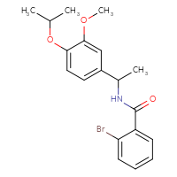 Chemical structure of 2-bromo-N-{1-[3-methoxy-4-(propan-2-yloxy)phenyl]ethyl}benzamide - CSSB00325578304