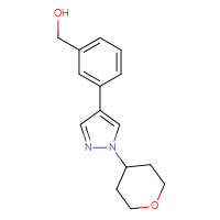 Chemical structure of {3-[1-(oxan-4-yl)-1H-pyrazol-4-yl]phenyl}methanol - CSSB01411326241