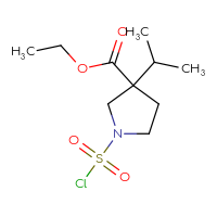 Chemical structure of ethyl 1-(chlorosulfonyl)-3-(propan-2-yl)pyrrolidine-3-carboxylate - CSSB21224775643
