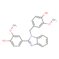 Chemical structure of 4-{1-[(4-hydroxy-3-methoxyphenyl)methyl]-1H-1,3-benzodiazol-2-yl}-2-methoxyphenol - CSSB00116275593