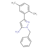 Chemical structure of 1-benzyl-3-(2,5-dimethylphenyl)-1H-pyrazol-5-amine - CSSB00010201510