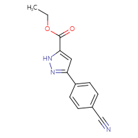 Chemical structure of ethyl 3-(4-cyanophenyl)-1H-pyrazole-5-carboxylate - CSSB00133652587