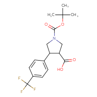 Chemical structure of 1-[(tert-butoxy)carbonyl]-4-[4-(trifluoromethyl)phenyl]pyrrolidine-3-carboxylic acid - CSSB00102734095
