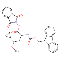 Chemical structure of 1,3-dioxo-2,3-dihydro-1H-isoindol-2-yl 4-cyclopropyl-2-({[(9H-fluoren-9-yl)methoxy]carbonyl}amino)-4-methoxybutanoate - CSSB17484204880