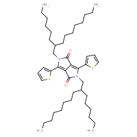 Chemical structure of 2,5-bis(2-hexyldecyl)-3,6-bis(thiophen-2-yl)-1H,2H,4H,5H-pyrrolo[3,4-c]pyrrole-1,4-dione - CSSB02235353745