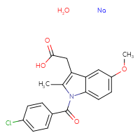 Chemical structure of 2-[1-(4-chlorobenzoyl)-5-methoxy-2-methyl-1H-indol-3-yl]acetic acid hydrate sodium - CSSB20621212794