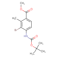Chemical structure of methyl 3-bromo-4-{[(tert-butoxy)carbonyl]amino}-2-methylbenzoate - CSSB03496569275