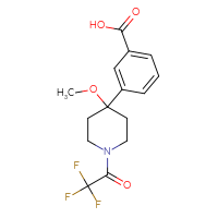 Chemical structure of 3-[4-methoxy-1-(2,2,2-trifluoroacetyl)piperidin-4-yl]benzoic acid - CSSB20577860998