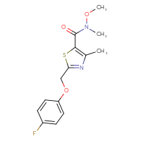 Chemical structure of 2-[(4-fluorophenoxy)methyl]-N-methoxy-N,4-dimethyl-1,3-thiazole-5-carboxamide - CSSB00104632993