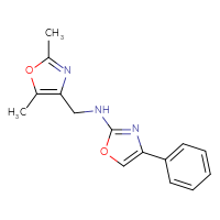 Chemical structure of N-[(2,5-dimethyl-1,3-oxazol-4-yl)methyl]-4-phenyl-1,3-oxazol-2-amine - CSSB21495912845