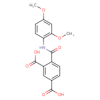 Chemical structure of 4-[(2,4-dimethoxyphenyl)carbamoyl]benzene-1,3-dicarboxylic acid - CSSB02267478941