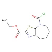 Chemical structure of ethyl 4-(carbonochloridoyl)-4H,5H,6H,7H,8H-[1,3]thiazolo[5,4-b]azepine-2-carboxylate - CSSB21224764202