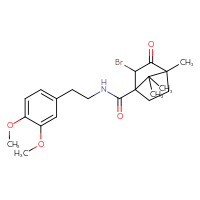 Chemical structure of 2-bromo-N-[2-(3,4-dimethoxyphenyl)ethyl]-4,7,7-trimethyl-3-oxobicyclo[2.2.1]heptane-1-carboxamide - CSSB00121726792