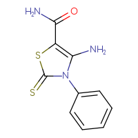 Chemical structure of 4-amino-3-phenyl-2-sulfanylidene-2,3-dihydro-1,3-thiazole-5-carboxamide - CSSB00000015890