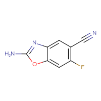 Chemical structure of 2-amino-6-fluoro-1,3-benzoxazole-5-carbonitrile - CSSB00010997099