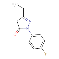 Chemical structure of 3-ethyl-1-(4-fluorophenyl)-4,5-dihydro-1H-pyrazol-5-one - CSSB00000175184