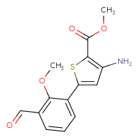 Chemical structure of methyl 3-amino-5-(3-formyl-2-methoxyphenyl)thiophene-2-carboxylate - CSSB06588887040